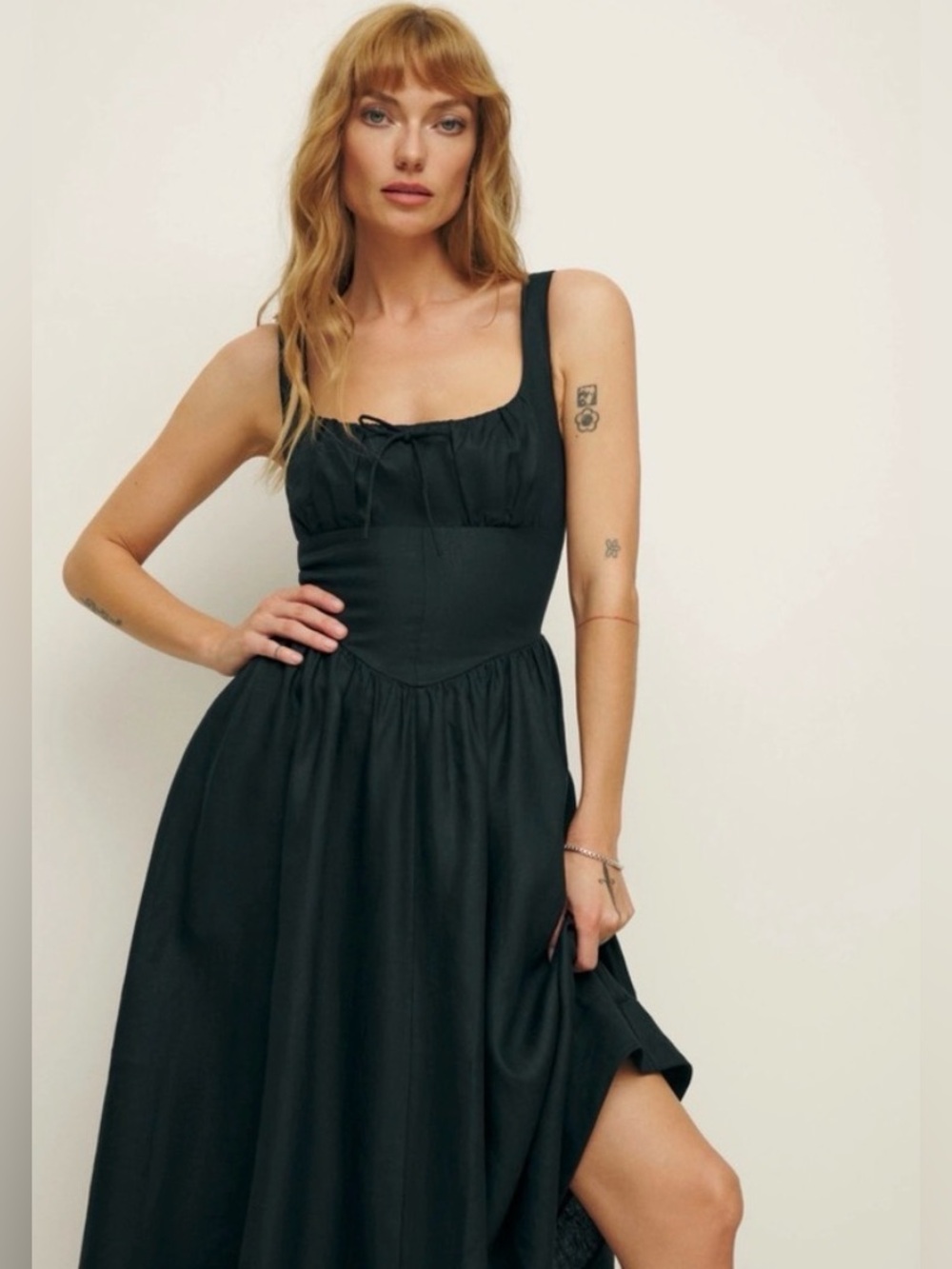 Reformation Black Sweetheart Corset Midi Dress